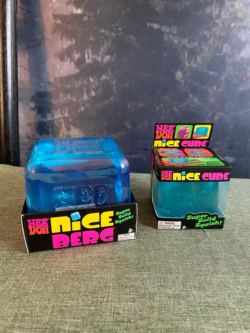 Schylling NeeDoh Nice Berg & Nice Cube Blue Squishy Fidget Toy Set (Bundle of 2)